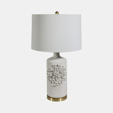 51317#29" Dahlia Flower Applique Table Lamp, Cream/gold