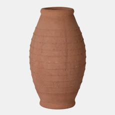 20336-02#20" Rope Ribbed Terracotta Vase, Natural