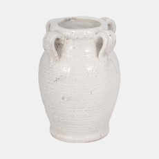 20337-03#8" Vase With Handles, White Crackle