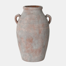 20340-02#19" Weathered Terracotta Vase, White/natural