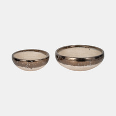 20347#S/2 12/15" Gold Rim Bowls, Grey