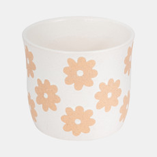 20360-01#6" Flower Power Planter, White/tan