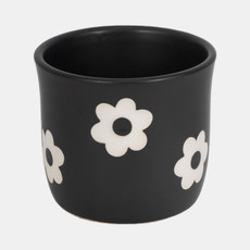 20360-02#6" Flower Power Planter, Black/white