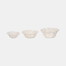 20420#S/3 8/11/13" Petal Bowls, Ivory