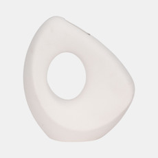 20424-02#11" Lopsided Open Cut Out Vase Sand Texture, White
