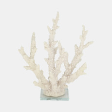 20439-02#14" Branching Coral On Glass Base, White