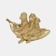 20449#8" Three Monkeys On Banana, Gold