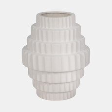 20452-02#10" Textured Staggered Vase, White