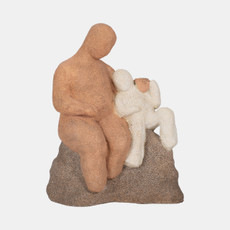 20456-02#8" Parent And Child On Rock, Multi