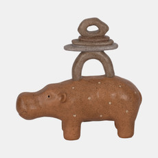 20457-01#8" Hippo With Stacked Stones, Multi