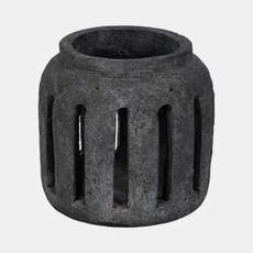 20486-03#8" Round Lantern Hurricane With Open Slats, Black