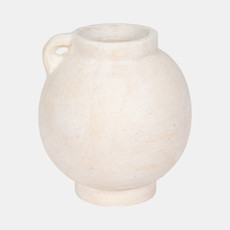 20488-02#10" Bulbous Jug With Handle, White