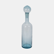 20542-02#20" Glass Bottle With Stopper, Light Blue