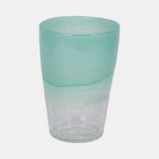 20543-01#9" Fluted Glass Vase, Aqua Haze