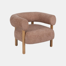 20552-03#Roundback Accent Chair W/ Wood Legs, Pink