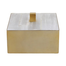 20557#6" Square Selenite Top Box, White/gold