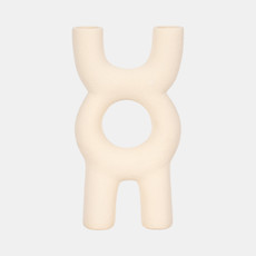 20538#15" Open Cut-out Totem Object Sand Glaze, Ivory