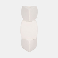 20540-01#9" Stacked Objects Taper Holder Sand Glaze, White