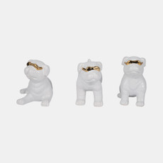 20567#S/3 7" Pugs With Sunglasses, White