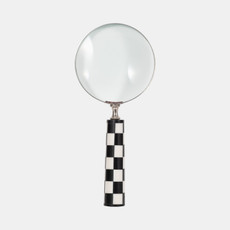 20638-03#4" Checkerboard Handle Magnifying Glass, Black/whi