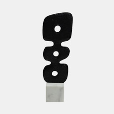 20641-01#14" Abstract Totem Sculpture  Marble Base, Black/w