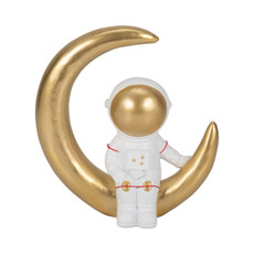 20669#7" Space Man On Crescent Moon, White/gold
