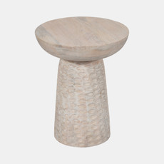 20671#20" Hammered Base Wood Accent Table, White Wash