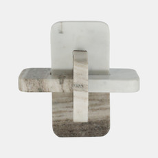 20697-01#9" Onyx & White Marble Knot, White/tan