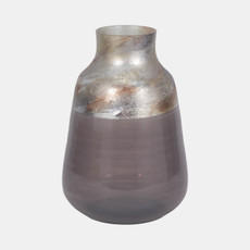20730-01#12" 2-tone Glass Vase, Grey Multi