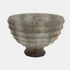 20737-01#9" Glass Pedestal Bowl Opal Finish, Ivory Multi