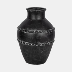 20750-03#16" Traditional Terracotta Vase, Black