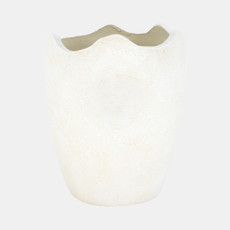 20753-02#12" Abstract Textured Terracotta Vase, Ivory