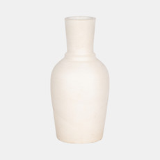 20754-02#Terracotta, 16" Vase With Ring At Neck, Ivory