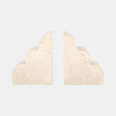 20756#S/2 5" Travertine Cloud Bookends, Tan