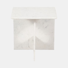 20773-01#20x18" Marble Accent Table, White