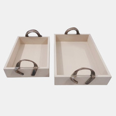 20783#S/2 14/18" Forged Handle Trays, Ivory/bronze