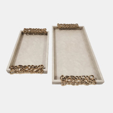 20788#S/2 16/22" Trays With Gold Open Cut-out Handles, I