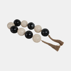 20795-01#46" Swirled 3" Resin Beaded Garland, White/black