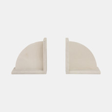 20827#S/2 6" Alabaster Arc Bookends, White