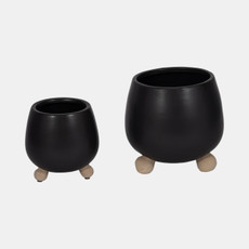 20834-02#S/2 6/8" Knobby Feet Planters, Black