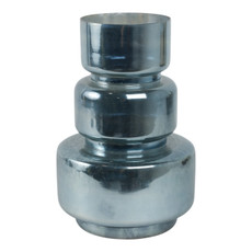 20868-02#12" Stacked Cylinder Glass Vase, Blue Silver