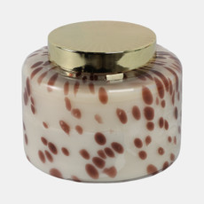 80378-01#7" 71 Oz Cinnamon Speckle Lidded Candle, Brown/gol