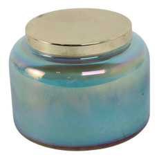 80380-02#5" 23 Oz Jasmine Luster Lidded Candle, Blue/gol