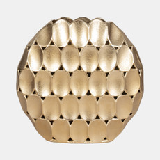 18777-03#Metal, 13" Oval Vase, Champagne