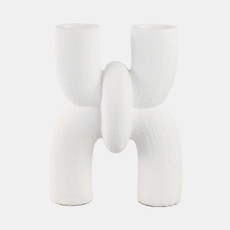 20856#15" Modern X Shape Terracotta Vase, White