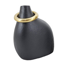 EV20896-01#14" Rouen Small Black Vase With Ring