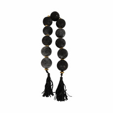 EV21085-01#56'' Renton Blk & Gold Glass Garland W Lthr Tassel