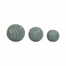 EV21132#S/3 4/5/6" Seaside Blue Cer Deco Balls - Set Of 3