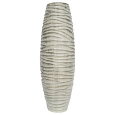 EV21139-02#30" Decorah Large Cer Ribbed  Vase