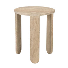 EV21157#22" Louva Carved Travertine Accent Table